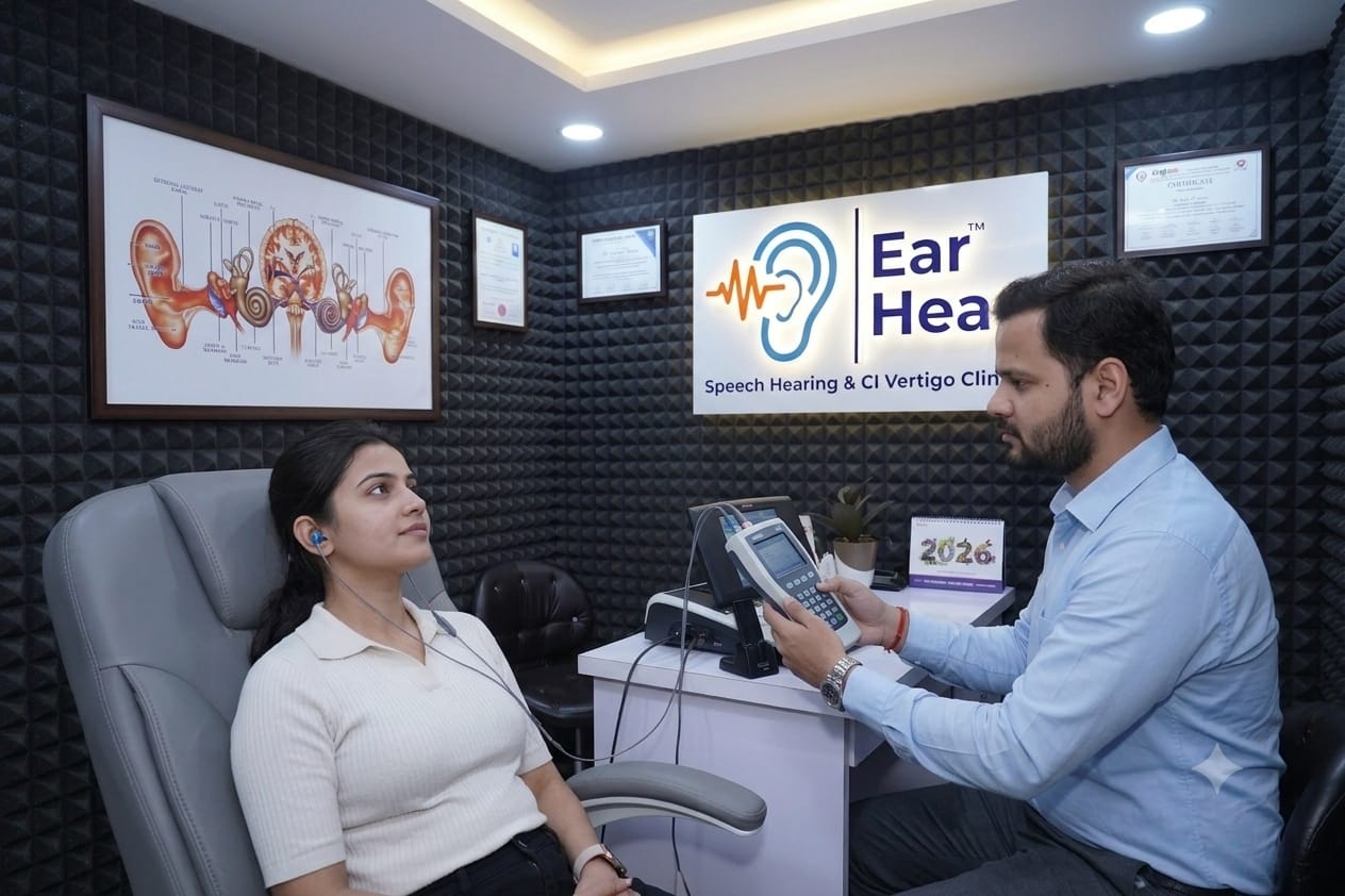 Happy patient with hearing aid